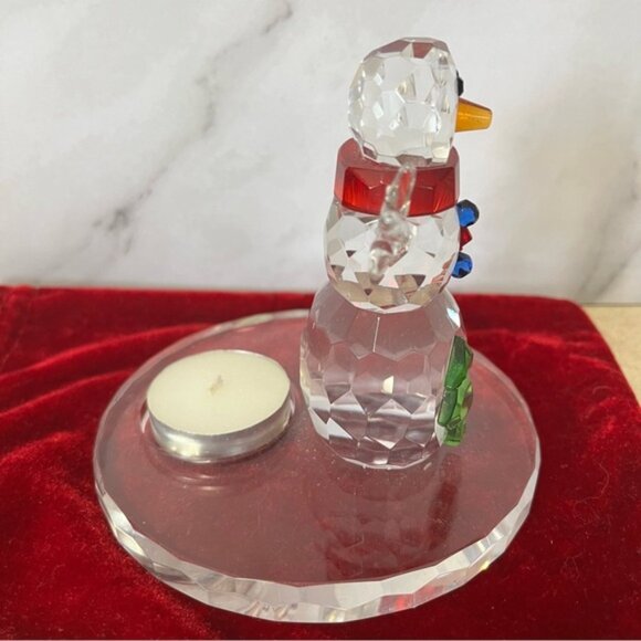 PartyLite Sparkle Colored Crystal Winter Snowman Tealight Holder Retired - Picture 5 of 9